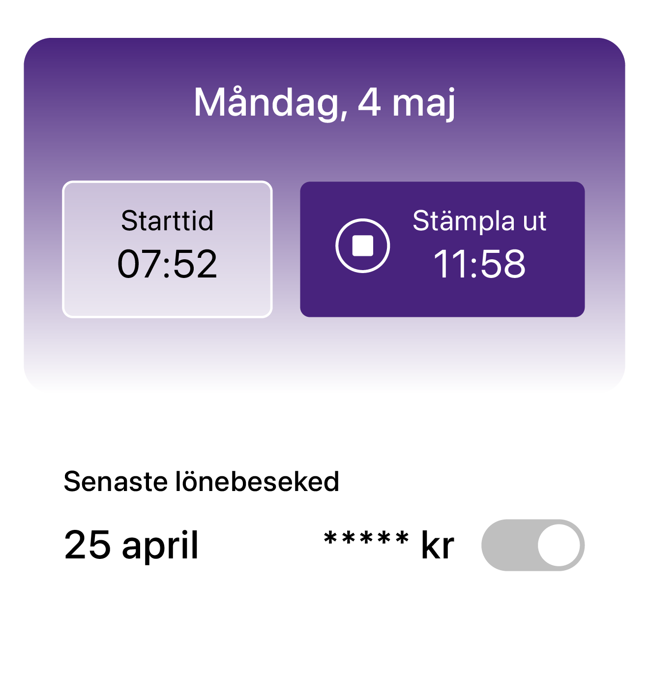 Mobil med lön anställd i appen.